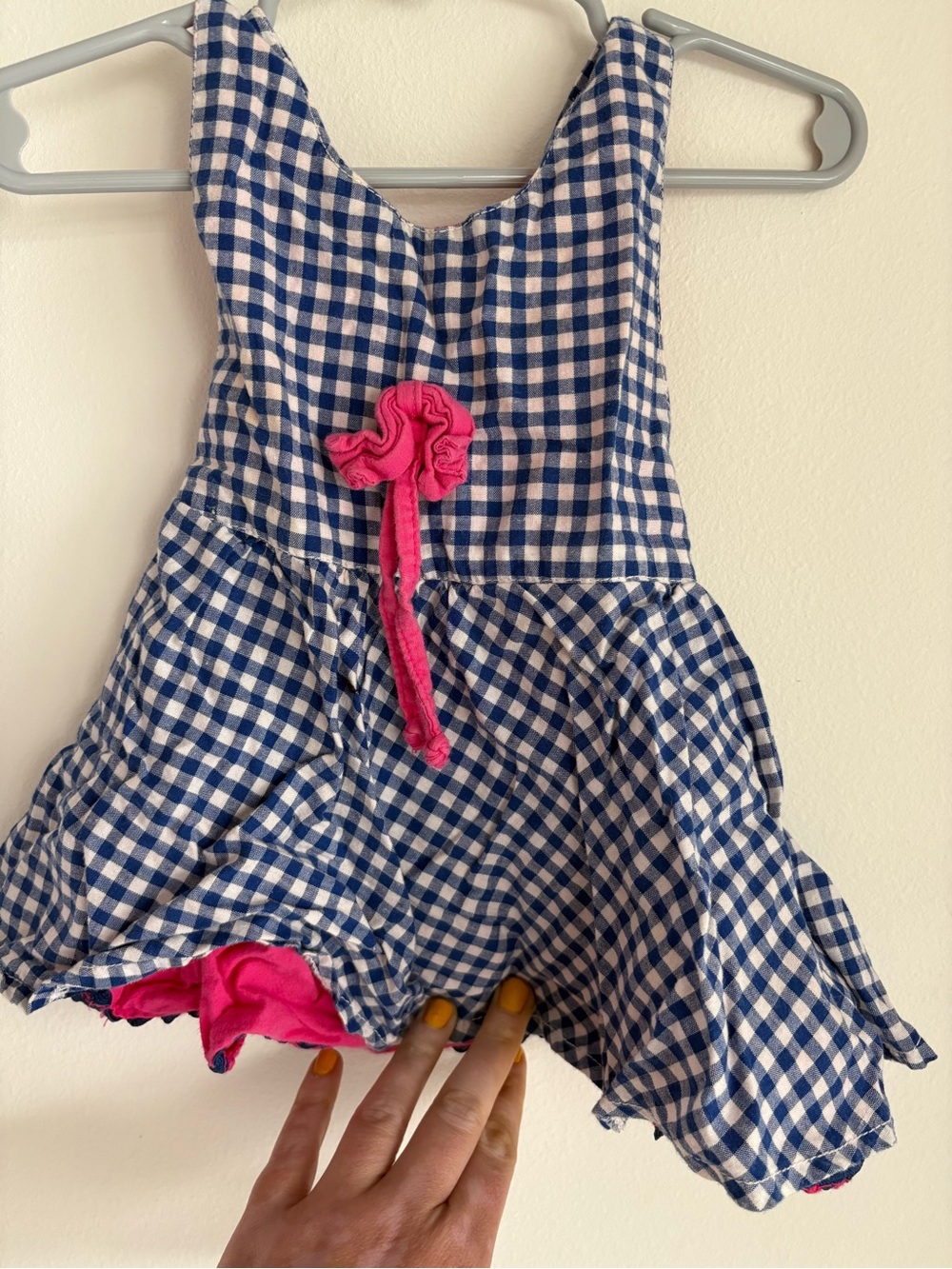 Vintage 90s Lyka Bear Blue  and White Gingham Toddler Dress